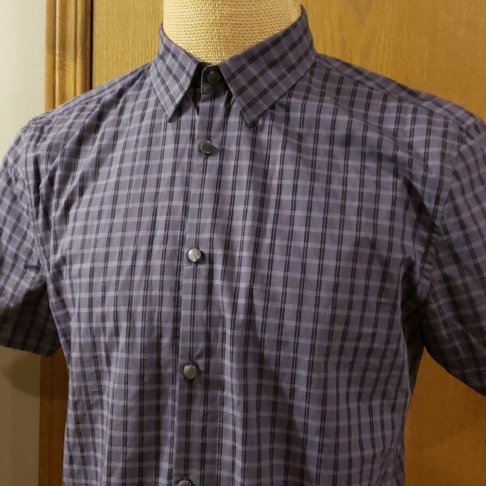 john varvatos usa luxe short sleeve purple shirt